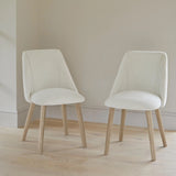 Freya Light Beige Dining Chairs - Set of 2 - Chalked Mango Wood Legs - Laura James 