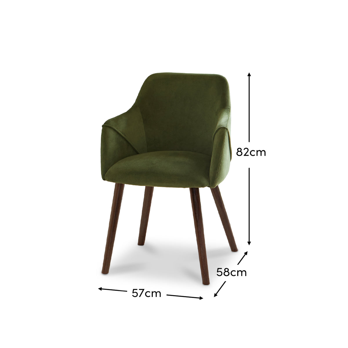 Freya Fern Green Armchair - Set of 2 - Coffee Brown Mango Wood Legs - Laura James 