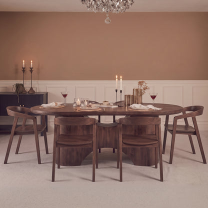 Octavia 220cm Coffee Brown Mango Wood Dining Table Set - 6 Seater - Ella Coffee Brown Armchairs - Laura James 