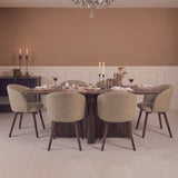 Bastian 220cm Coffee Brown Mango Wood Dining Table Set - 6 Seater -  Archer Natural Brown Dining Chairs - Coffee Brown Legs - Laura James 