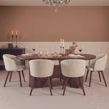 Octavia 220cm Coffee Brown Mango Wood Dining Table Set - 6 Seater - Archer Soft Beige Dining Chairs - Coffee Brown Legs - Laura James 