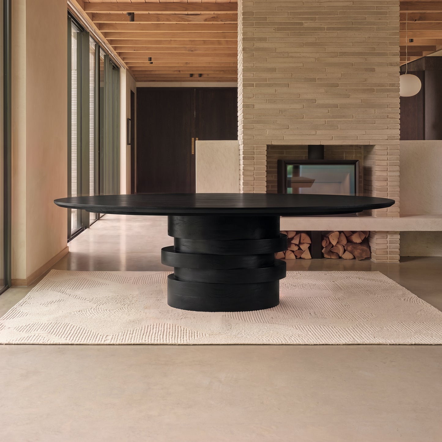Adam 240cm Jet Black Mango Wood Oval Dining Table - Laura James 