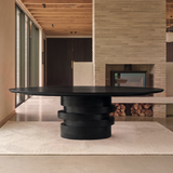 Adam 240cm Jet Black Mango Wood Oval Dining Table