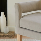 OUTLET - Grace Soft Beige Occasional Armchair - Whitewash Oak Legs