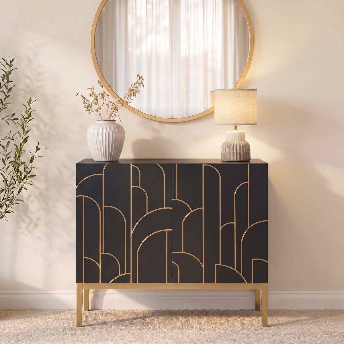 Gatsby 2 Door Small Sideboard - Noir Black