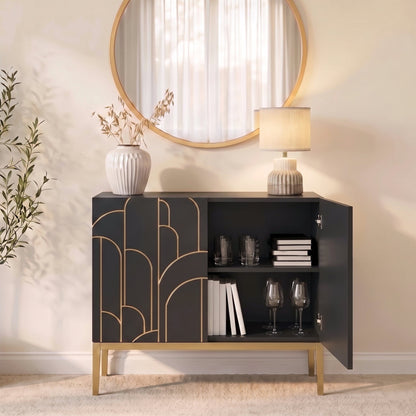 Gatsby 2 Door Small Sideboard - Noir Black