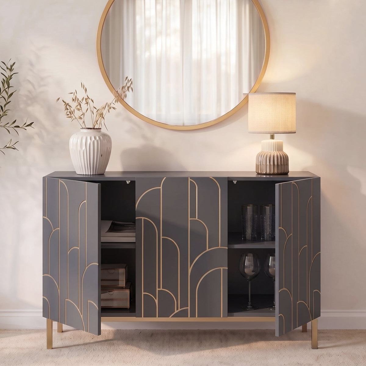 Gatsby 3 Door Sideboard - Smoke Grey