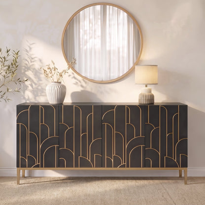 Gatsby Large 4 Door Sideboard - Noir Black