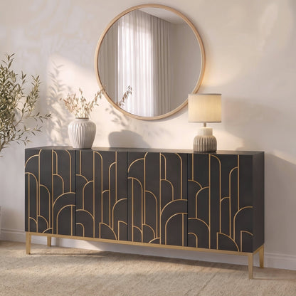 Gatsby Large 4 Door Sideboard - Noir Black