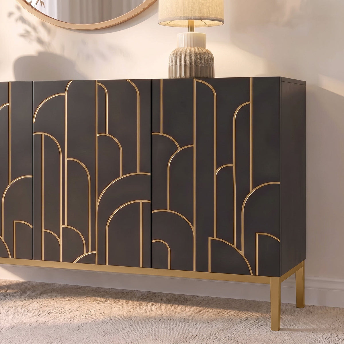 Gatsby Large 4 Door Sideboard - Noir Black