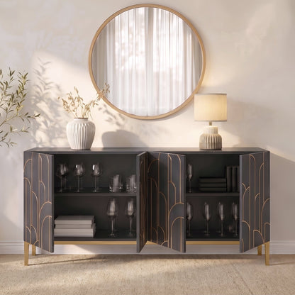 Gatsby Large 4 Door Sideboard - Smoke Grey