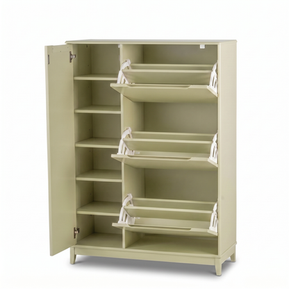 Coby Shoe Cabinet with Shelves - Pistachio Green - Laura James