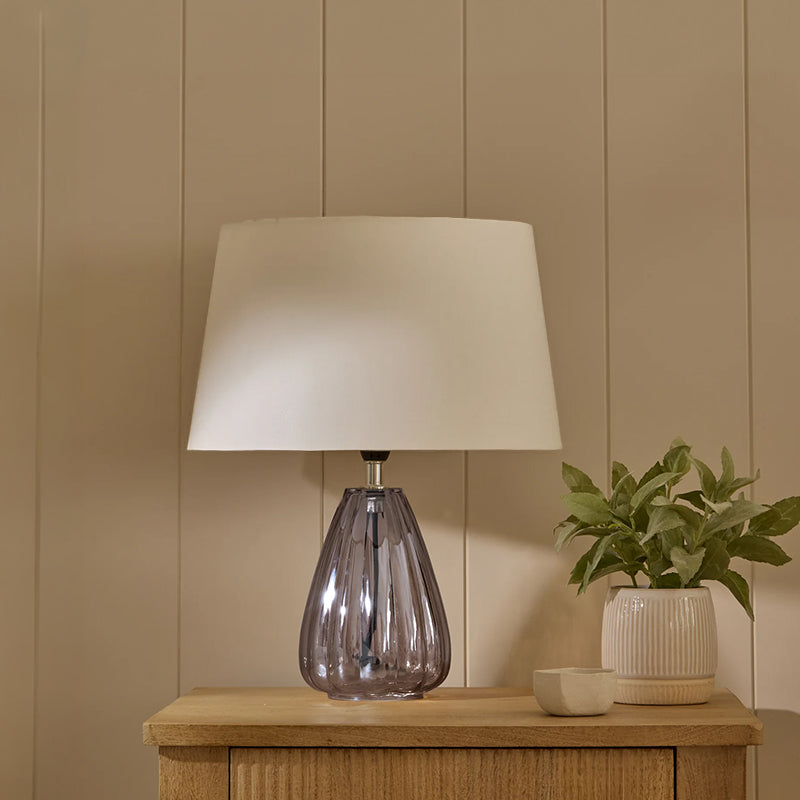 Alma 23cm Glass Lamp Base - Smoke Grey - Laura James 