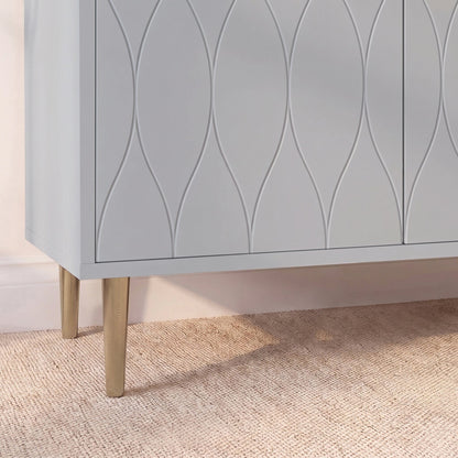 Gloria 2 Door Small Sideboard - Grey & Brass Legs