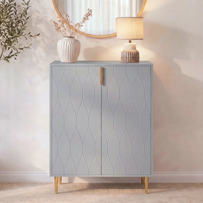 Gloria 2 Door Small Sideboard - Grey & Brass Legs