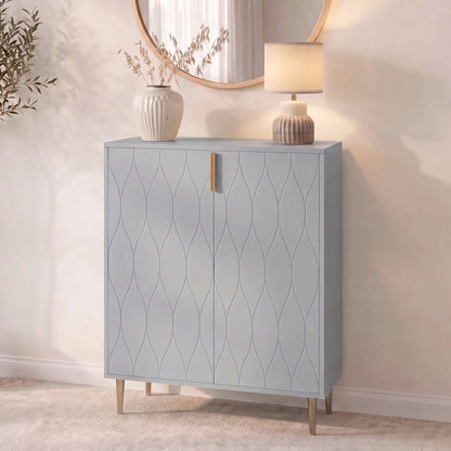Gloria 2 Door Small Sideboard - Grey & Brass Legs