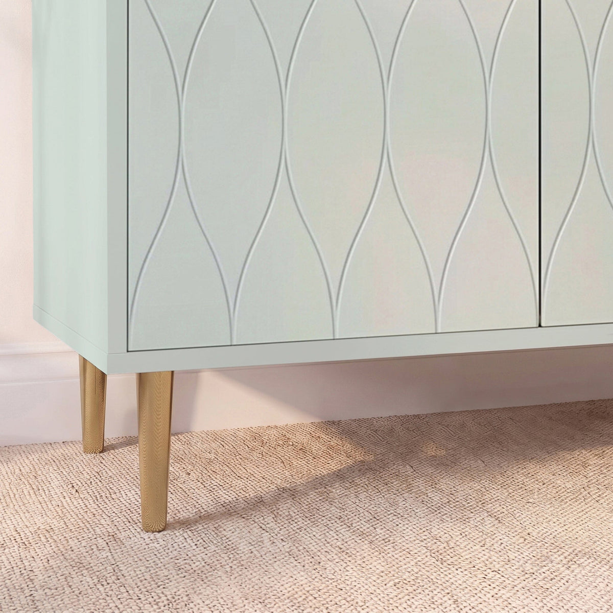 Gloria 2 Door Small Sideboard - Sage & Brass Legs