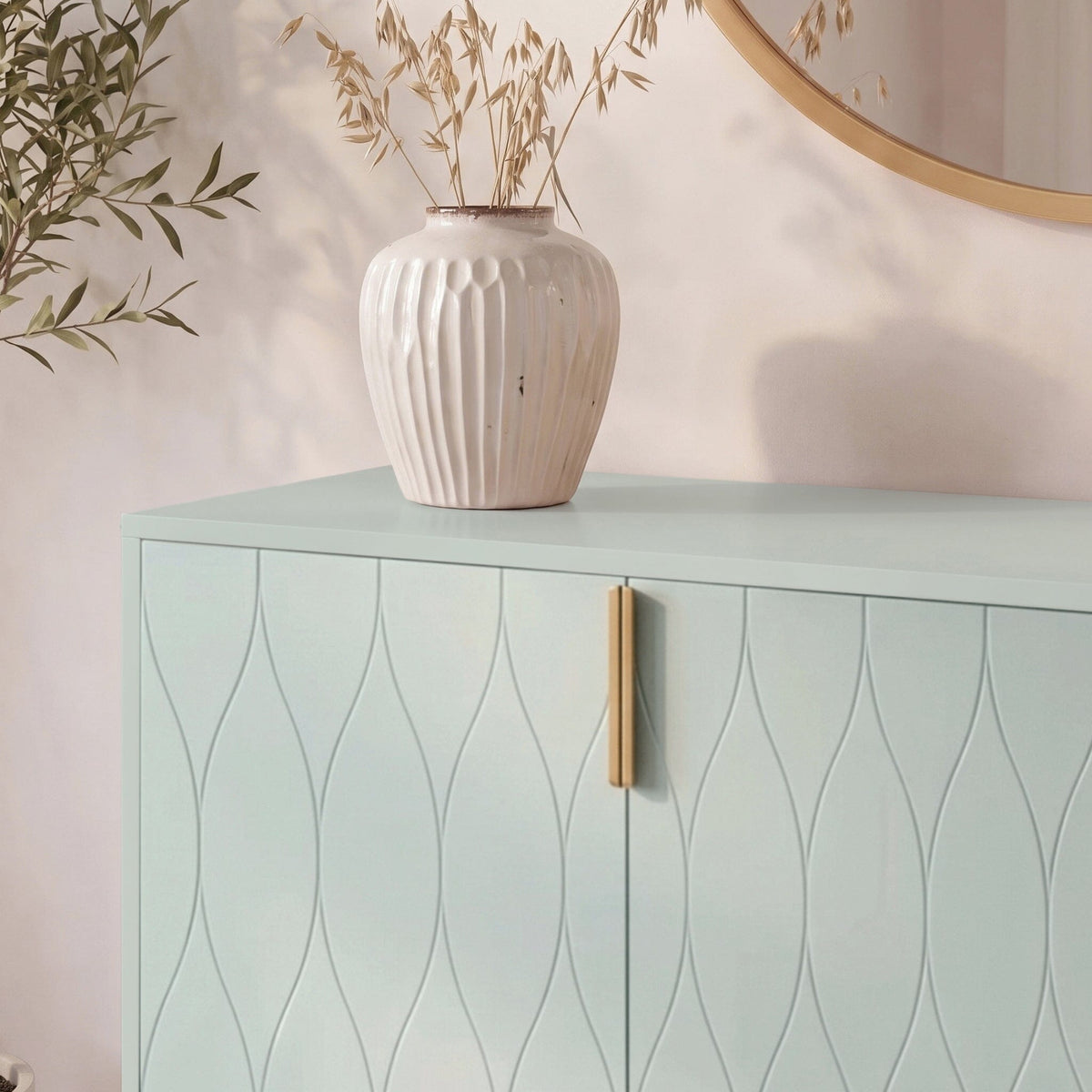 Gloria 2 Door Small Sideboard - Sage & Brass Legs