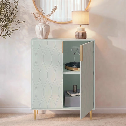 Gloria 2 Door Small Sideboard - Sage & Brass Legs