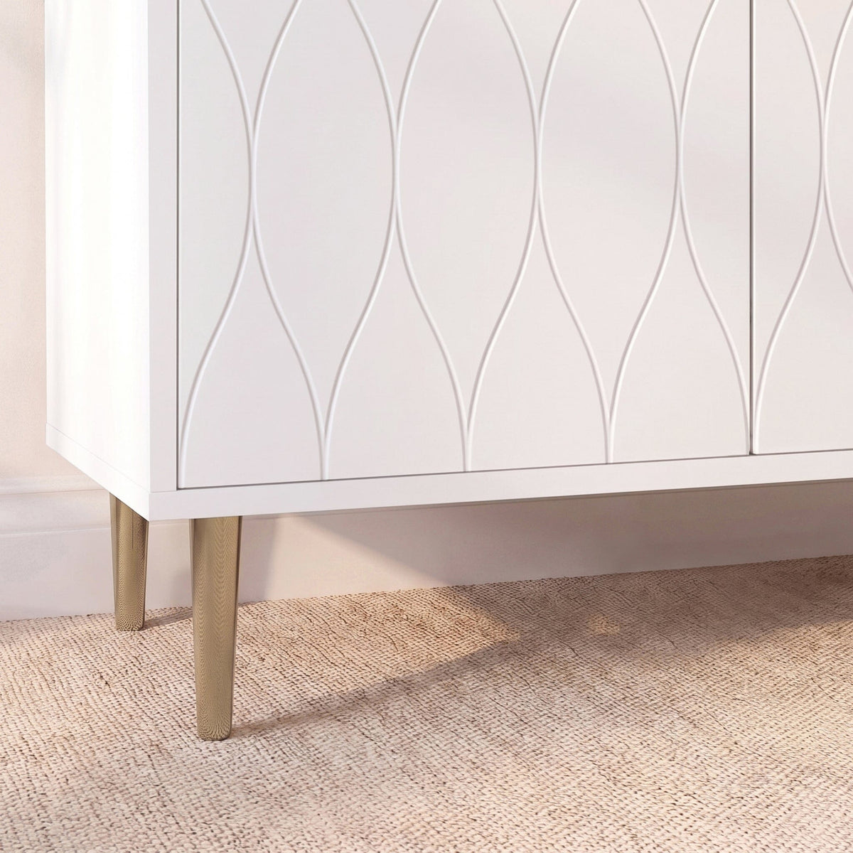 Gloria 2 Door Small Sideboard - White & Brass Legs