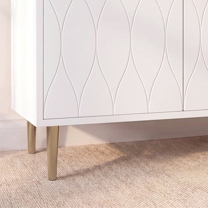 Gloria 2 Door Small Sideboard - White & Brass Legs