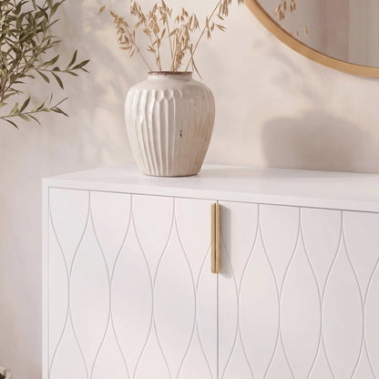Gloria 2 Door Small Sideboard - White & Brass Legs