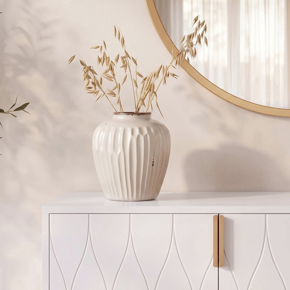 Gloria 2 Door Small Sideboard - White & Brass Legs