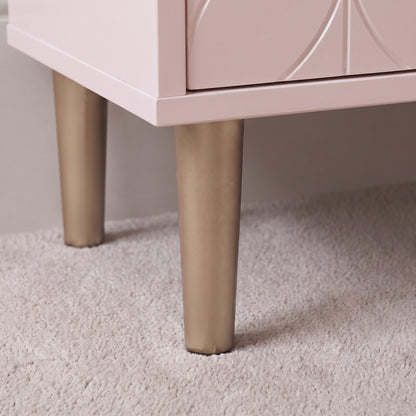 Gloria Bedside Tables - Set of 2 - Blush Pink & Brass Effect