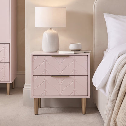 Gloria Bedside Tables - Set of 2 - Blush Pink & Brass Effect
