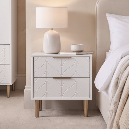 Gloria Bedside Tables - Set of 2 - White & Brass Effect