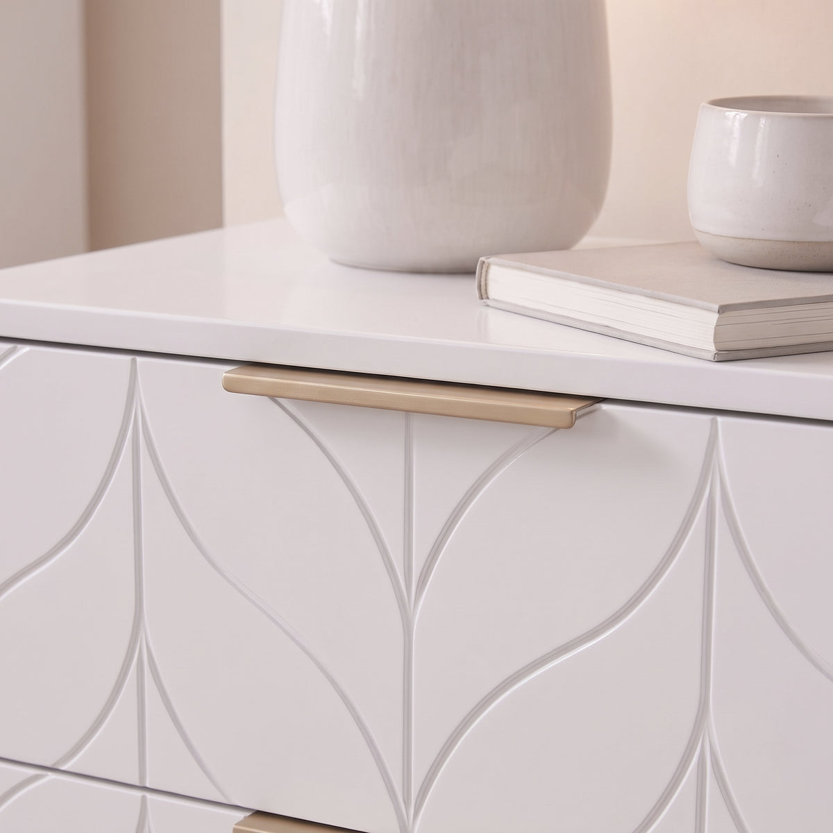 Gloria Bedside Tables - Set of 2 - White & Brass Effect