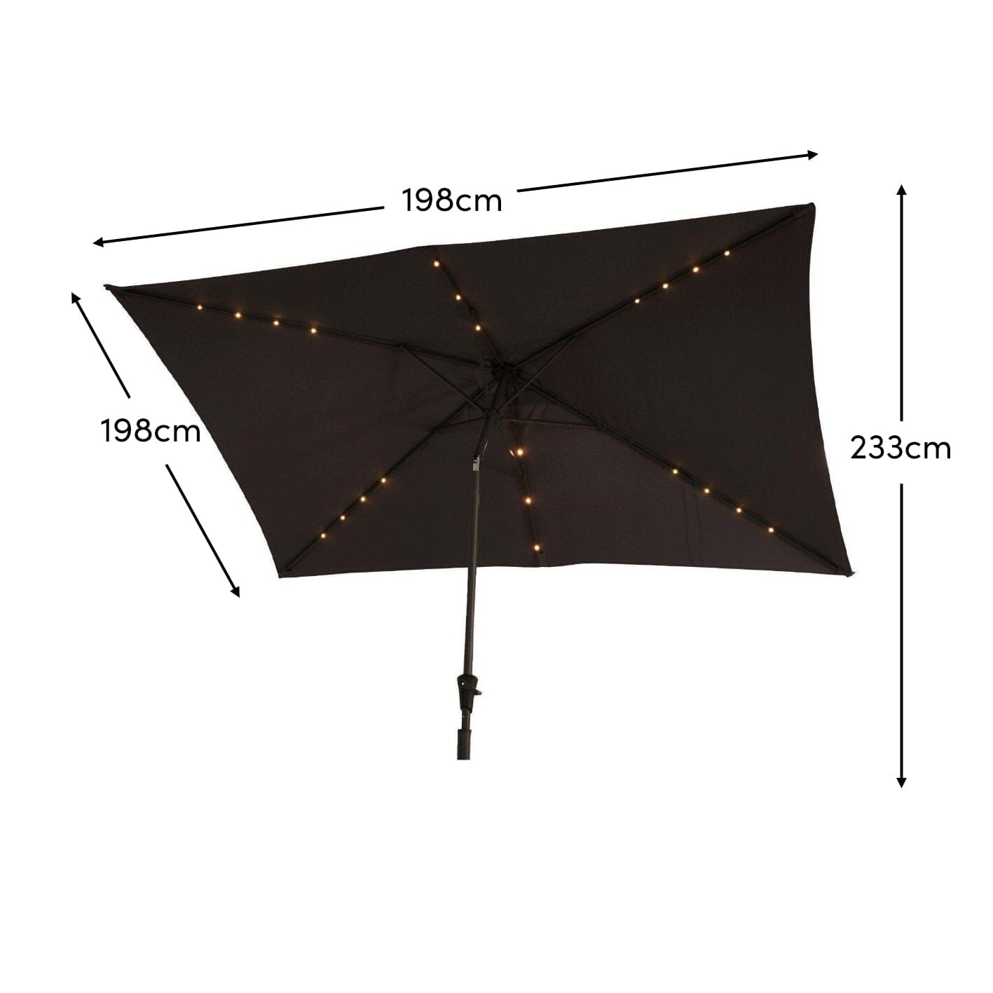 Grey LED Parasol - 2.2m Square with Raincover - Laura James