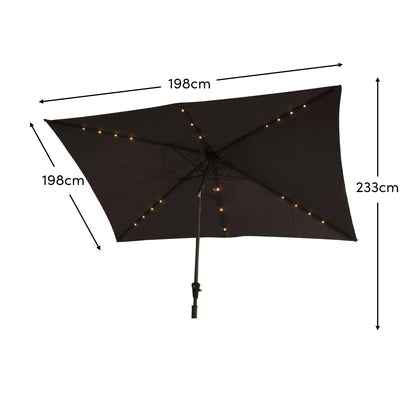Grey LED Parasol - 2.2m Square with Raincover - Laura James