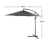 Grey Lean Over Parasol - 2.9m Round - Laura James 