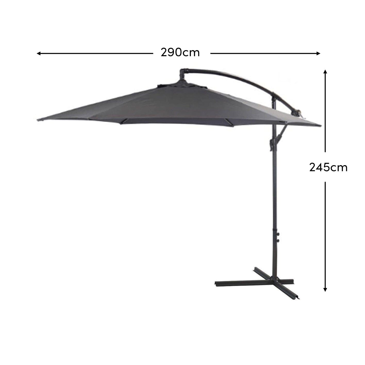 Grey Lean Over Parasol - 2.9m Round - Laura James 