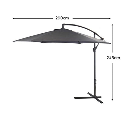 Grey Lean Over Parasol - 2.9m Round - Laura James 