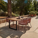 Hali 4 Seater Wooden Outdoor Dining Set with Hali Pink Chairs & Grey Lean Over Parasol - 175cm