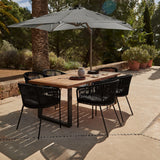 Hali 6 Seater Wooden Outdoor Dining Set with Hali Black Chairs & Grey Premium Cantilever Parasol - 175cm