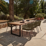 Hali 6 Seater Wooden Outdoor Dining Set with Hali Green Chairs & Grey LED Premium Cantilever Parasol - 235cm