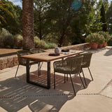 Hali 4 Seater Wooden Outdoor Dining Set with Hali Green Chairs & Grey LED Premium Parasol - 175cm