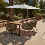 Hali 6 Seater Wooden Outdoor Dining Set with Hali Green Chairs & Cream Lean Over Parasol - 175cm