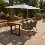Hali 4 Seater Wooden Outdoor Dining Set with Cream Parasol & Hali Green Chairs - 175cm