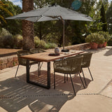 Hali 4 Seater Wooden Outdoor Dining Set with Hali Green Chairs & Grey Premium Parasol - 175cm