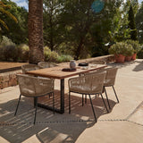Hali 6 Seater Wooden Outdoor Dining Set with Hali Natural Chairs & Grey LED Premium Cantilever Parasol - 175cm