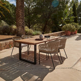 Hali 4 Seater Wooden Outdoor Dining Set with Hali Natural Chairs & Grey Lean Over Parasol - 175cm