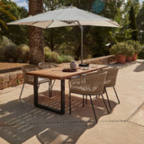 Hali 4 Seater Wooden Outdoor Dining Set with Hali Natural Chairs & Cream Premium Cantilever Parasol - 175cm