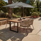 Hali 4 Seater Wooden Outdoor Dining Set with Hali Natural Chairs & Grey Premium Cantilever Parasol - 175cm