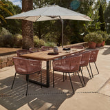 Hali 8 Seater Wooden Outdoor Dining Set with Hali Pink Chairs & Cream Premium Cantilever Parasol - 235cm