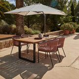 Hali 4 Seater Wooden Outdoor Dining Set with Hali Pink Chairs & Cream Premium Parasol - 175cm