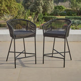 Hali Black Rope Stool with Cushion - Set of 4